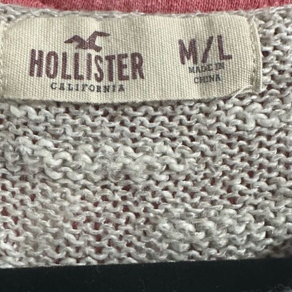 Hollister, gray and burgundy cropped lightweight sweater, medium/large - Picture 4 of 5